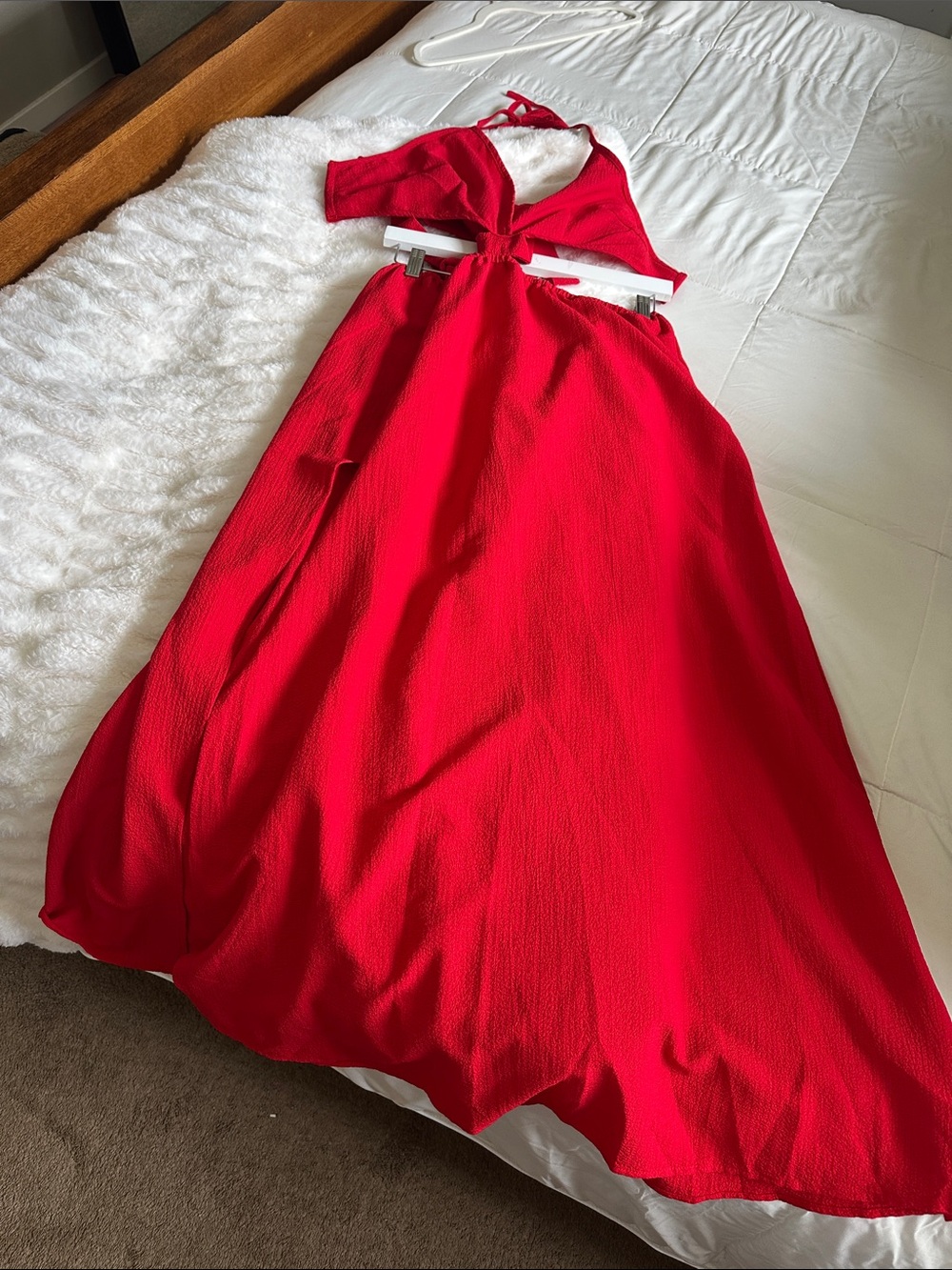 Red Cutout Halter Maxi Dress NWT Vacation Dress - Picture 4 of 7